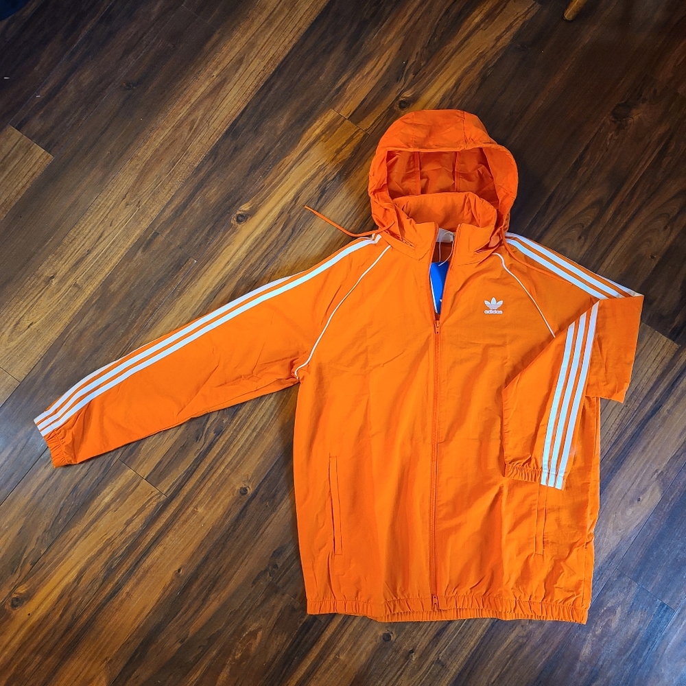 Adidas orange windbreaker sz L ED6084 NWT - Picture 1 of 5